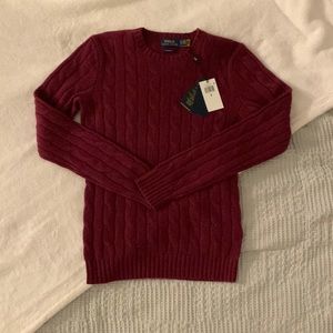 Polo Ralph Lauren Maroon CableKnit Cashmere Sweater